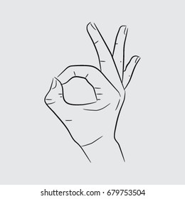 Ok gesture icon, arm sketch