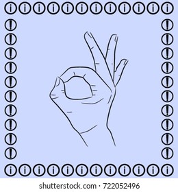 Ok gesture icon, arm sketch