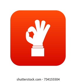 Ok gesture icon digital red for any design isolated on white vector illustration