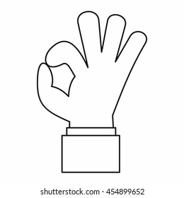 Ok gesture icon in outline style isolated vector illustration