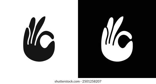 OK gesture icon Symbol mark in filled style