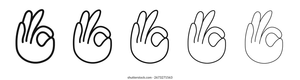OK icono de gesto Vector esquema conjunto ilustración signo