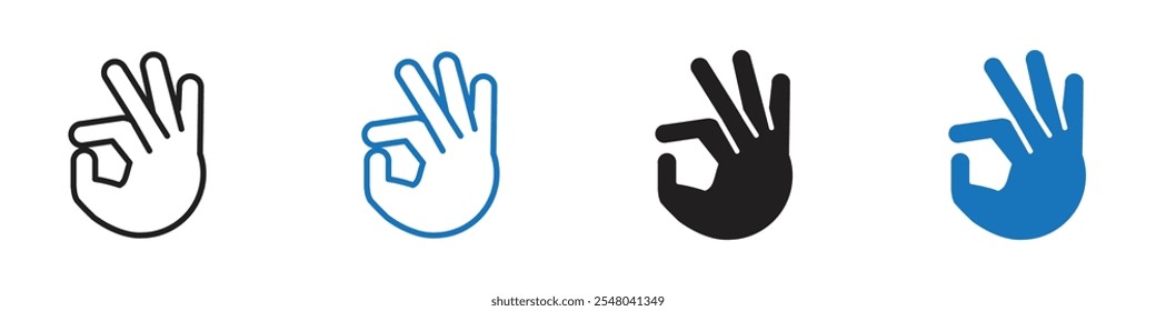 Ícone de gesto Ok Vetor definir contorno