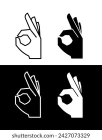 OK gesture icons set. Symbol of agreement or approval. A hand gesture indicating that everything is fine.