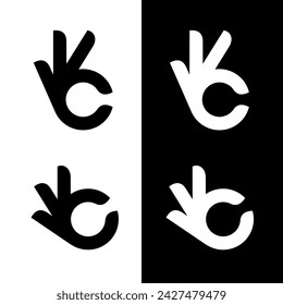 OK gesture icons set. Symbol of agreement or approval. A hand gesture indicating that everything is fine.