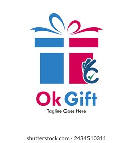 Ok gift design logo template illustration