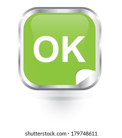 ok green metal button