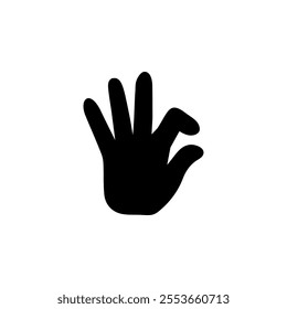 OK Hand, Approval, Okay Finger Solid Flat Vector Icon Isolated on White Background.