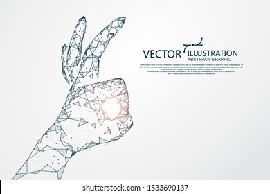 "OK" hand, concept graphics, vector illustration.