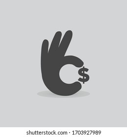 Ok Hand With Dollar Sign. 