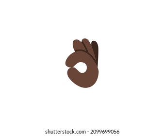 OK Hand Emoji Gesture Dark Skin Tone. Dark Skin Tone OK Hand emoticon gesture