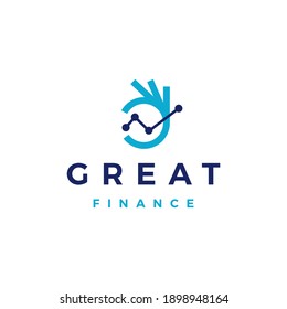 gráfico gráfico de gráficos de finanzas de la mano gesto logotipo icono vectorial