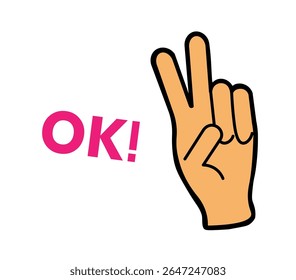 ok.  Mão para cima. Gesto. fundo. Ilustrações vetoriais para sites, cartazes, material promocional .