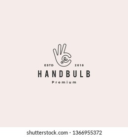 ok hand gesture bulb idea logo vector icon illustration