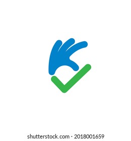 ok hand gesture check mark   icon vector illustration design template