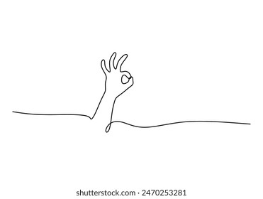 Ok hand gesture continuous line drawing. Greeting with hand concept. Vector illustration minimalist design hand drawn isolated on white background.