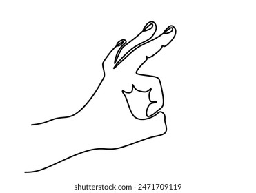Ok hand gesture continuous line drawing. Greeting with hand concept. Vector illustration minimalist design hand drawn isolated on white background.