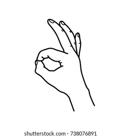 OK  Hand Gesture Doodle Line Art, a hand drawn vector doodle illustration of a okay hand gesture.