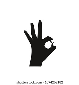 Ilustración de icono aislado del vector del gesto de la mano OK. Emoticono de mano perfecto