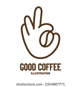 OK Hand Gesture Hold Coffee Bean for Best Premium Selected Quality Symbol