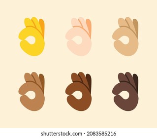 OK Hand Gesture Icon. OK hand emoji. OK sign. All skin tone gesture emoji