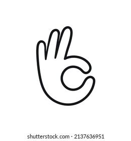 ok hand gesture icon logo vector line 
