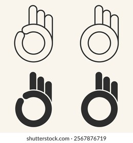 OK hand gesture icon logo vector design art line silhouette illustration