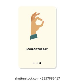 Ok hand gesture isolated on white. Human hand sign cartoon illustration. Communication, language, signals concept. Vector illustration symbol elements for web design