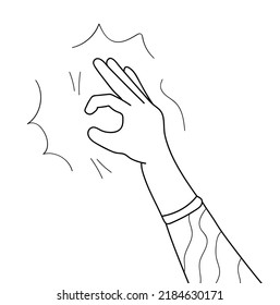 Bien, gesto de mano, como dar vector de concepto en estilo doodle. Genial, está bien. Icono de voluntarios. Reseña, impresión, amistad. A los seguidores les gusta el contenido.