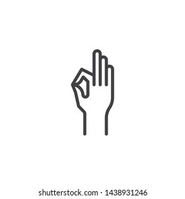 ok hand gesture line icon. linear style sign for mobile concept and web design. okay hand sign outline vector icon. Symbol, logo illustration. Vector graphics