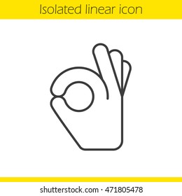 OK Handgesten Linearsymbol. Dünne Illustration. A-ok-Kontursymbol. Vektor-einzelne Rahmenzeichnung