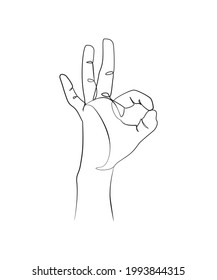 gesto de la mano de ok arte de una línea