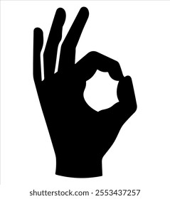 Ok hand gesture silhouette vector illustration design on white background.
