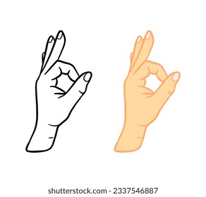 Ok Hand Gestenssymbol. Doodle Hand gezeichnet okay Handzeichen.