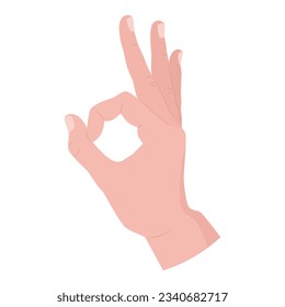 OK. Hand gesture. Symbol ok. Illustration on a white background. Vector.