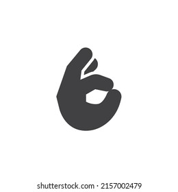 Ok hand gesture vector icon. filled flat sign for mobile concept and web design. Okay hand sign glyph icon. Symbol, logo illustration. Vector graphics