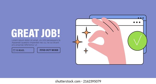 Ok hand gesture vector illustration. Good, great job, well done, ok or perfect symbol vector business or marketing concept for website or social media banner, ui. Concept of approval, agreement.