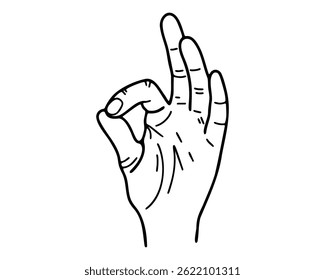 ILUSTRACIÓN VECTORIAL de gestos de mano OK para conceptos de Aprobación y satisfacción en estilo minimalista de diseño en blanco y negro