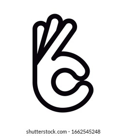 Ok Hand Icon. Good Hand Gesture Vector Illustration Isolated On White