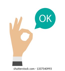 ok hand icon. OK sign vector illustration.