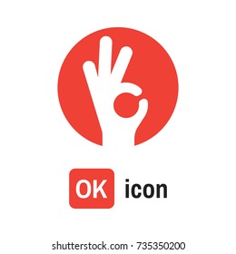 ok hand icon. OK sign vector illustration