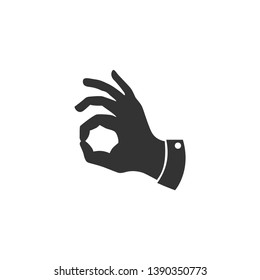 OK hand icon in simple design. Vector illustration