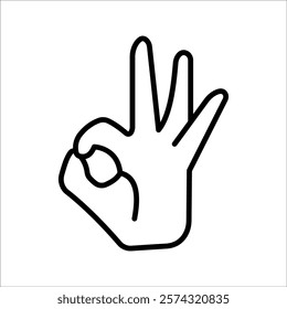 ok hand icon. vector illustration, pictogram isolated on white background. color editable