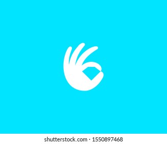 Ok hand logo design modern minimal style illustration. Diamond gem vector icon symbol logo