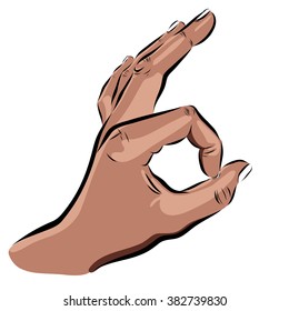 ok hand on a white background. Vector EPS illustration