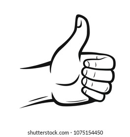 Ok hand showing thumbs up black. Vector