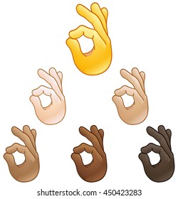 Ok Hand Sign Emoji Set Of Various Skin Tones