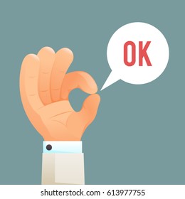 OK Hand Sign Gesture Icon Cartoon Design Template Vector Illustration