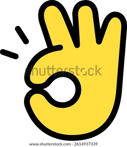 OK hand sign, Okay, Sure, Approval Cute Cartoon Hand Logo Icons yellow color, Chubby finger emoji sticker sign symbol, editable stroke.