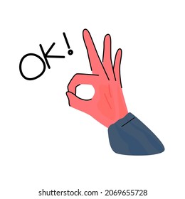 Ok Hand Sign. Okay Symbol Vector Illustration.